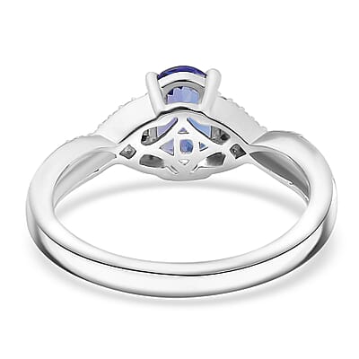 D'Joy Tanzanite, Natural Pink and White Diamond Infinity Ring in 18K Vermeil RG and Rhodium Over Sterling Silver 1.35 ctw (Size 10.0)
