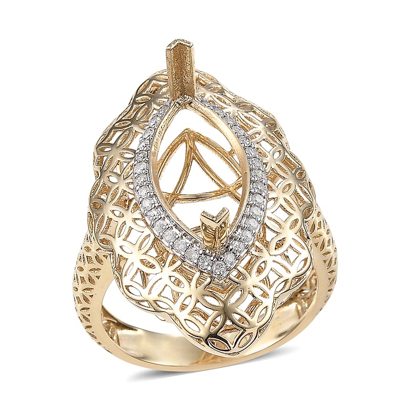 Luxoro Diamond I3 0.34 ctw Mounting Ring in 10K Yellow Gold (Size 11.0) 7.59 Grams