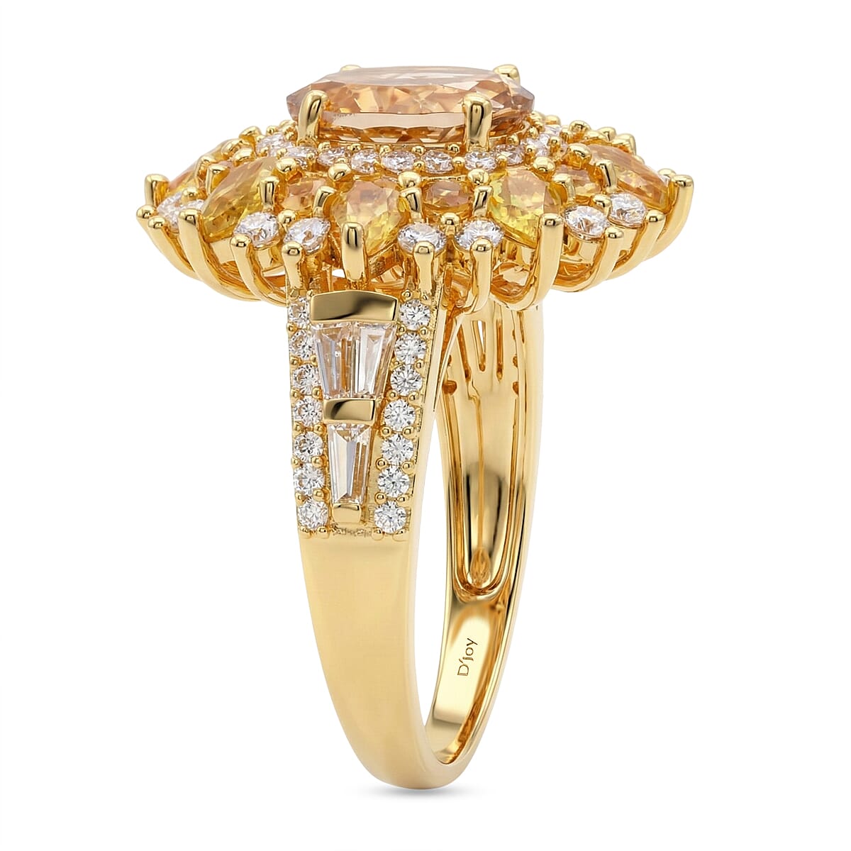 D'Joy Brazilian Heliodor and Multi Gemstone 4.50 ctw Fire Bloom Ring in 18K Vermeil Yellow Gold Over Sterling Silver (Size 7.0) image number 3