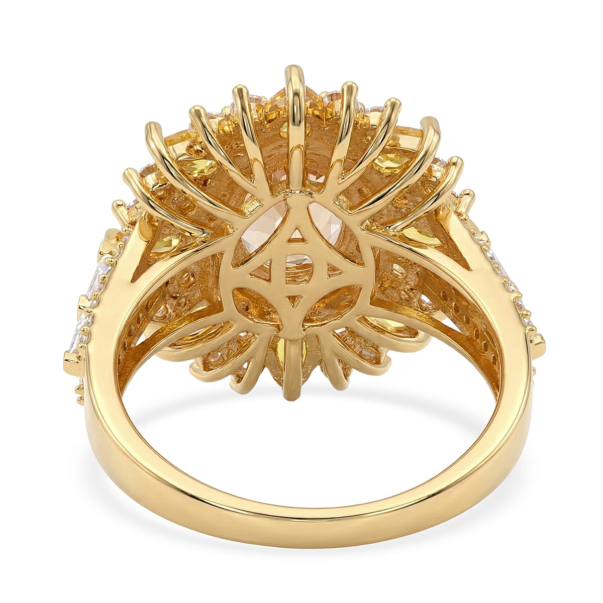D'Joy Brazilian Heliodor and Multi Gemstone 4.50 ctw Fire Bloom Ring in 18K Vermeil Yellow Gold Over Sterling Silver (Size 7.0) image number 4