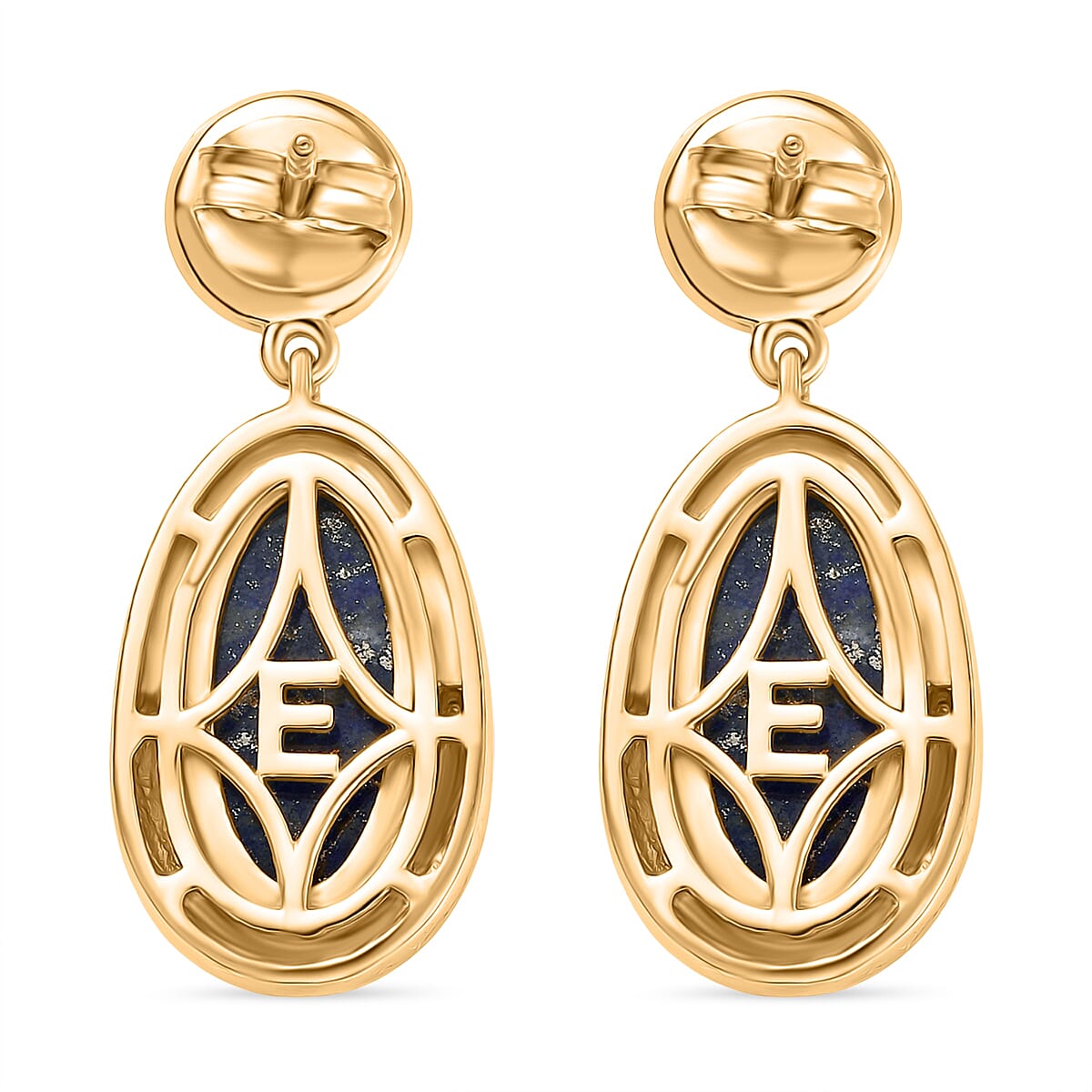 EverTrue Lapis Lazuli and Fresh Water Pearl 8.35 ctw Earrings in 18K YG Plated image number 4