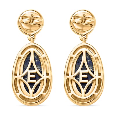 EverTrue Lapis Lazuli and Fresh Water Pearl 8.35 ctw Earrings in 18K YG Plated