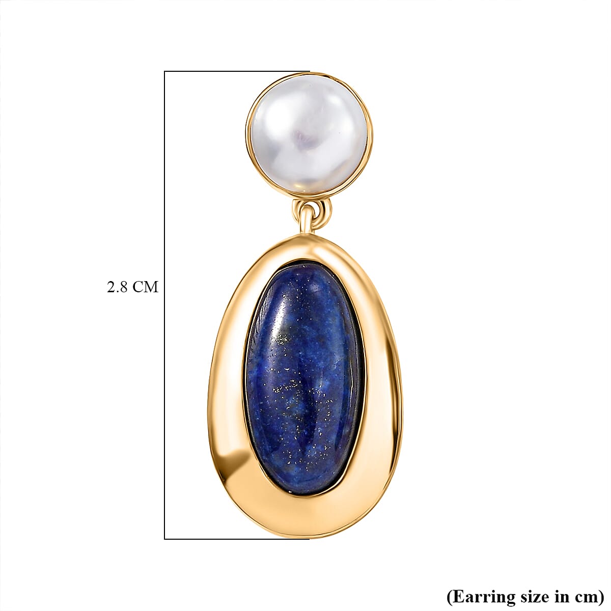 EverTrue Lapis Lazuli and Fresh Water Pearl 8.35 ctw Earrings in 18K YG Plated image number 5