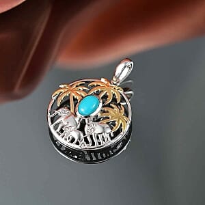 Sleeping Beauty Turquoise Fancy 1.05 ctw Pendant in Rhodium Over Sterling Silver