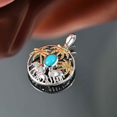 Sleeping Beauty Turquoise Fancy 1.05 ctw Pendant in Rhodium Over Sterling Silver