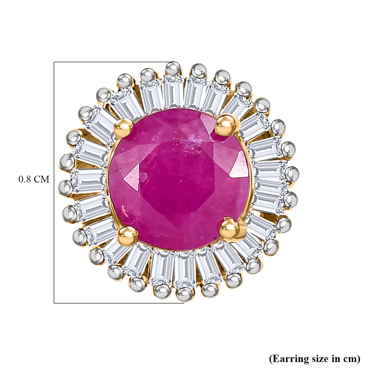 D'Joy Mozambique Ruby, Diamond (0.32 cts) Earrings Earrings in 18K Vermeil YG Over Sterling Silver 1.55 ctw image number 4