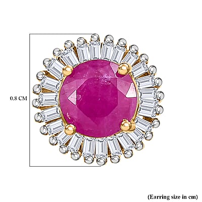 D'Joy Montepuez Ruby and Diamond 1.55 ctw Earrings in 18K Vermeil Yellow Gold Over Sterling Silver