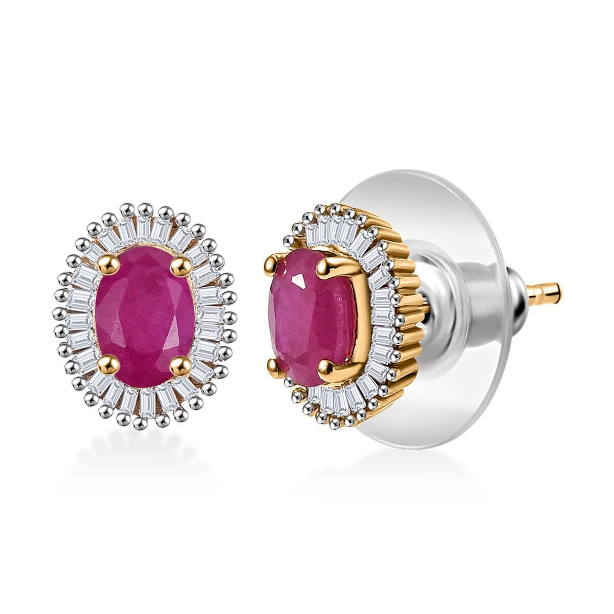 D'Joy Mozambique Ruby and Diamond 1.55 ctw Earrings in 18K Vermeil Yellow Gold Over Sterling Silver image number 0