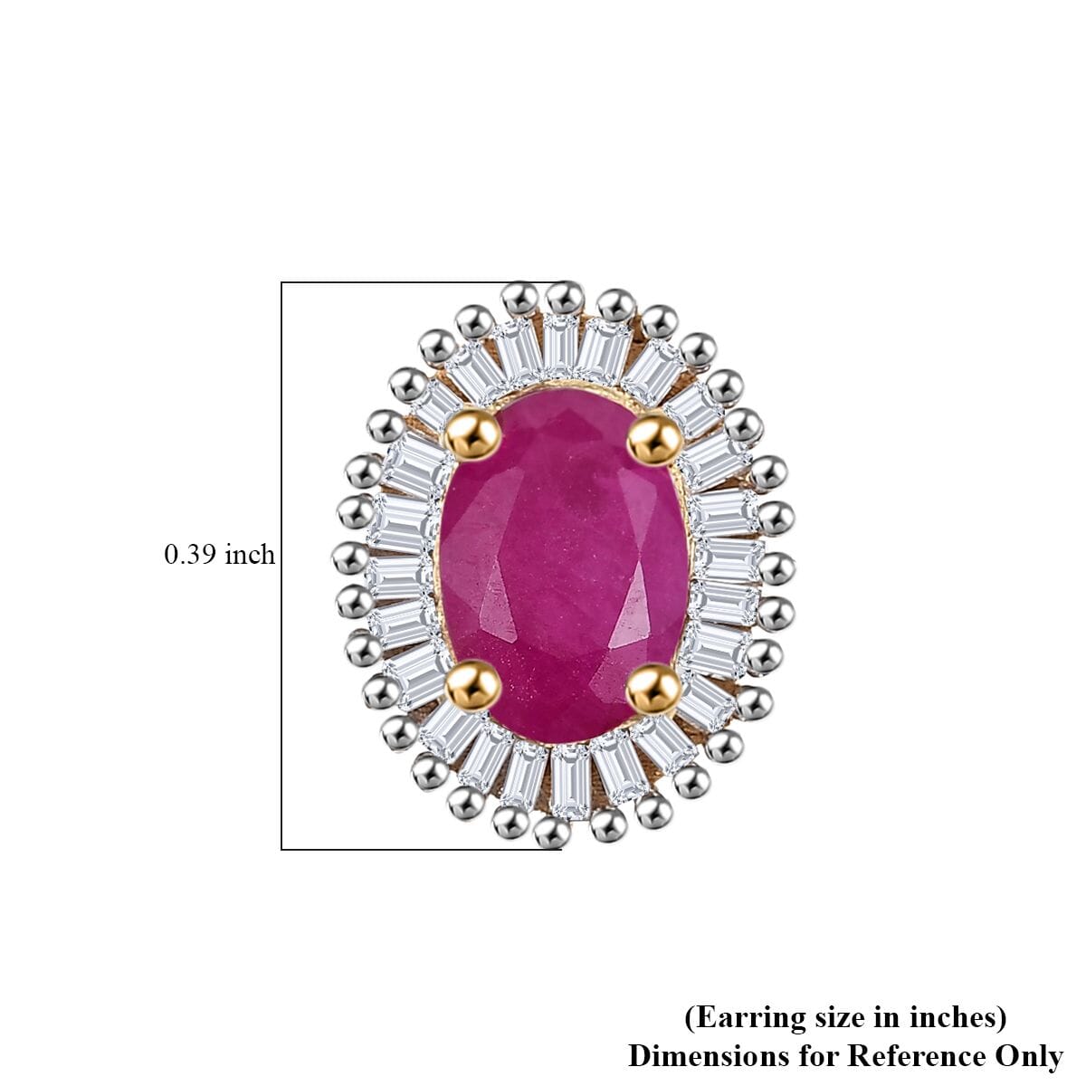 D'Joy Mozambique Ruby and Diamond 1.55 ctw Earrings in 18K Vermeil Yellow Gold Over Sterling Silver image number 4