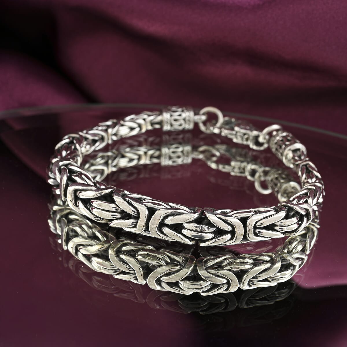 Bali Legacy Sterling Silver Byzantine Chain Bracelet (7.50 In) 30 Grams image number 1