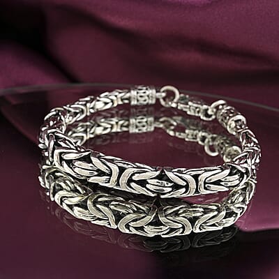 Bali Legacy Sterling Silver Byzantine Chain Bracelet (7.50 In) 30 Grams