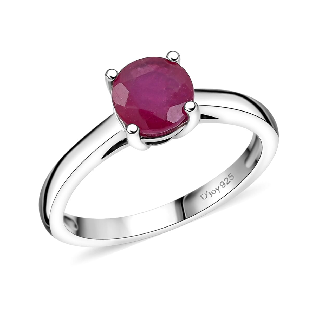 Niassa Ruby (FF) 1.20 ctw Ring in Platinum Over Sterling Silver (Size 5.5)  image number 0