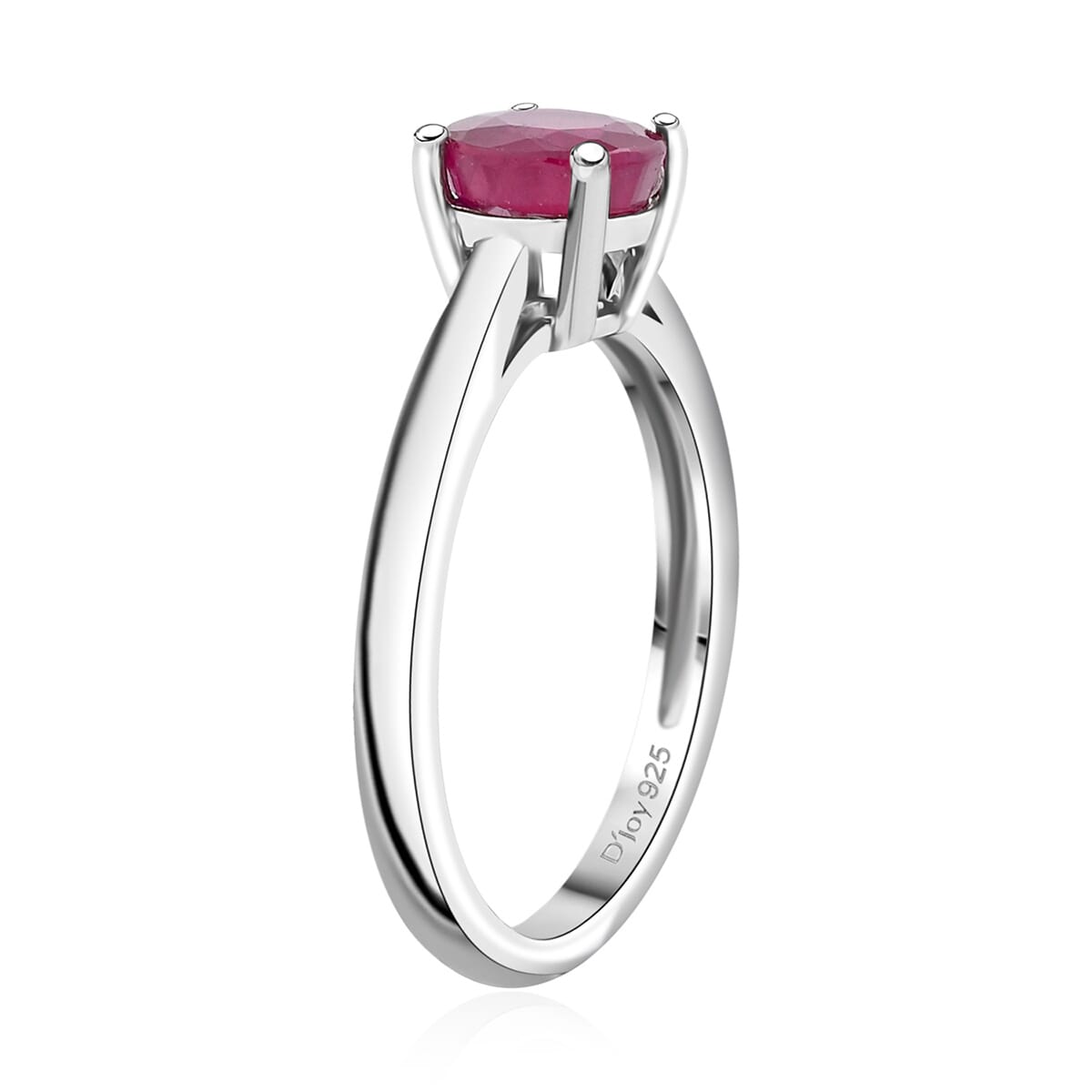 Niassa Ruby (FF) 1.20 ctw Ring in Platinum Over Sterling Silver (Size 5.5)  image number 3
