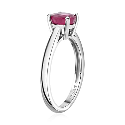 Niassa Ruby (FF) 1.20 ctw Ring in Platinum Over Sterling Silver (Size 5.5) 