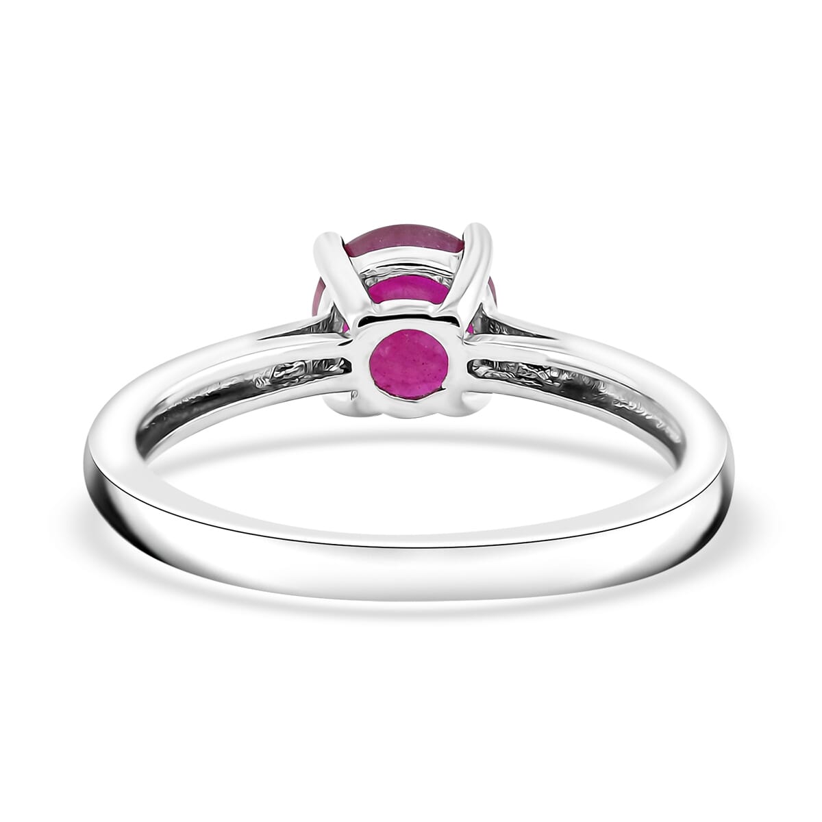 Niassa Ruby (FF) 1.20 ctw Ring in Platinum Over Sterling Silver (Size 5.5)  image number 4
