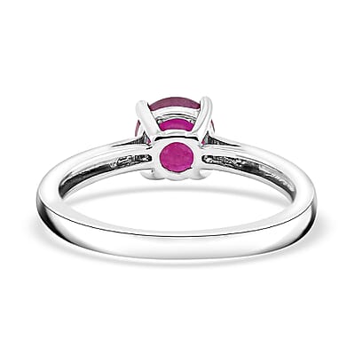 Niassa Ruby (FF) 1.20 ctw Ring in Platinum Over Sterling Silver (Size 5.5) 