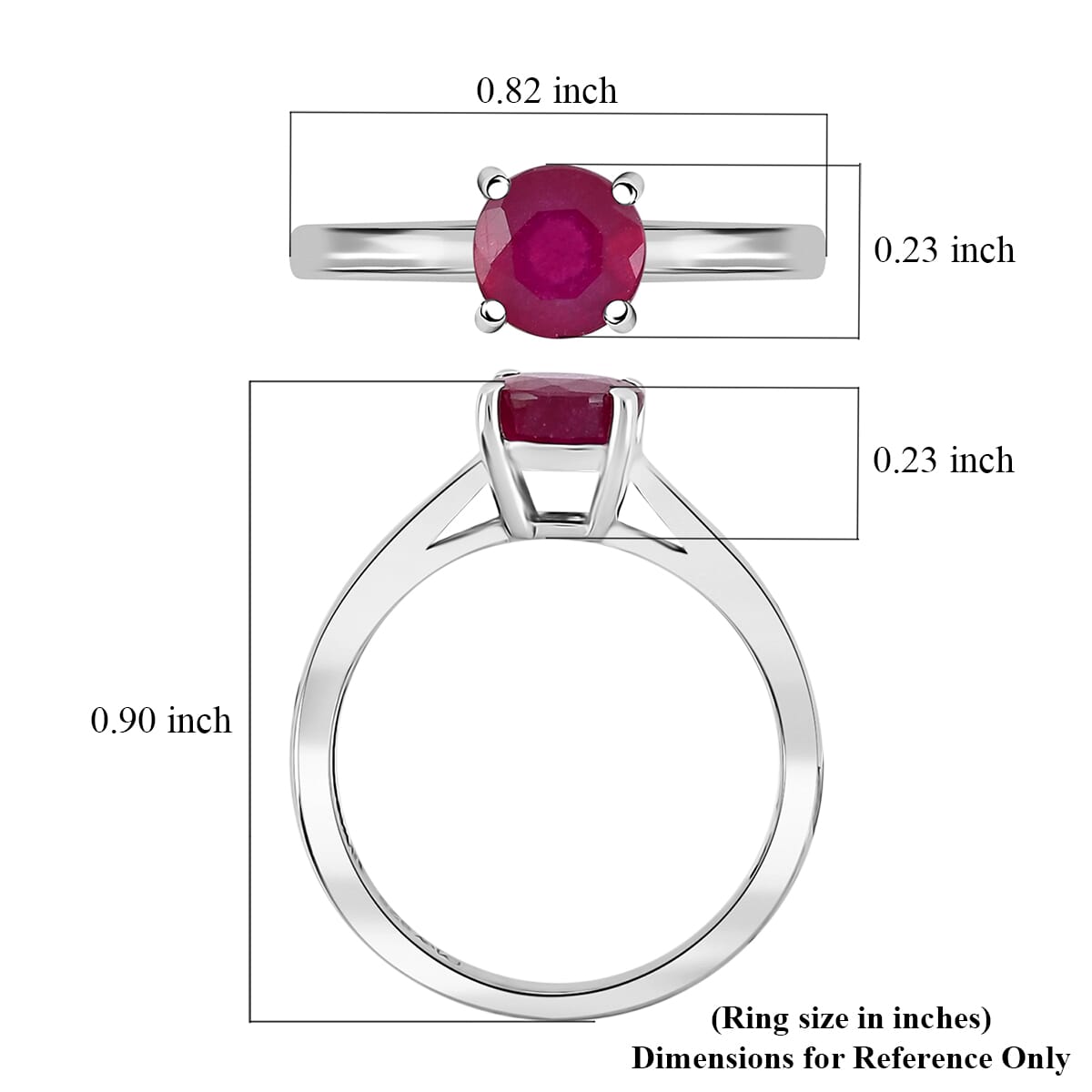 Niassa Ruby (FF) 1.20 ctw Ring in Platinum Over Sterling Silver (Size 5.5)  image number 5
