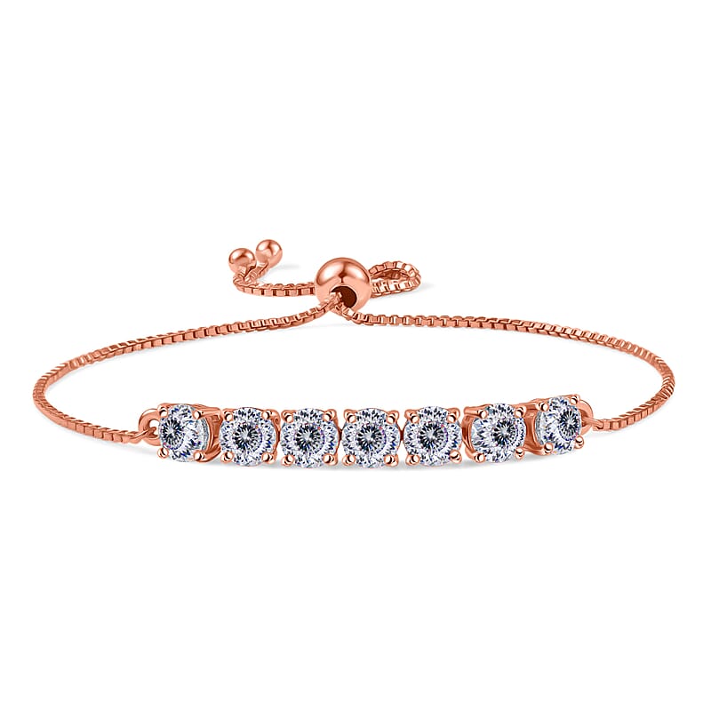 D'Joy Moissanite 3.35 ctw Bolo Bracelet in 18K Vermeil Rose Gold Over Sterling Silver