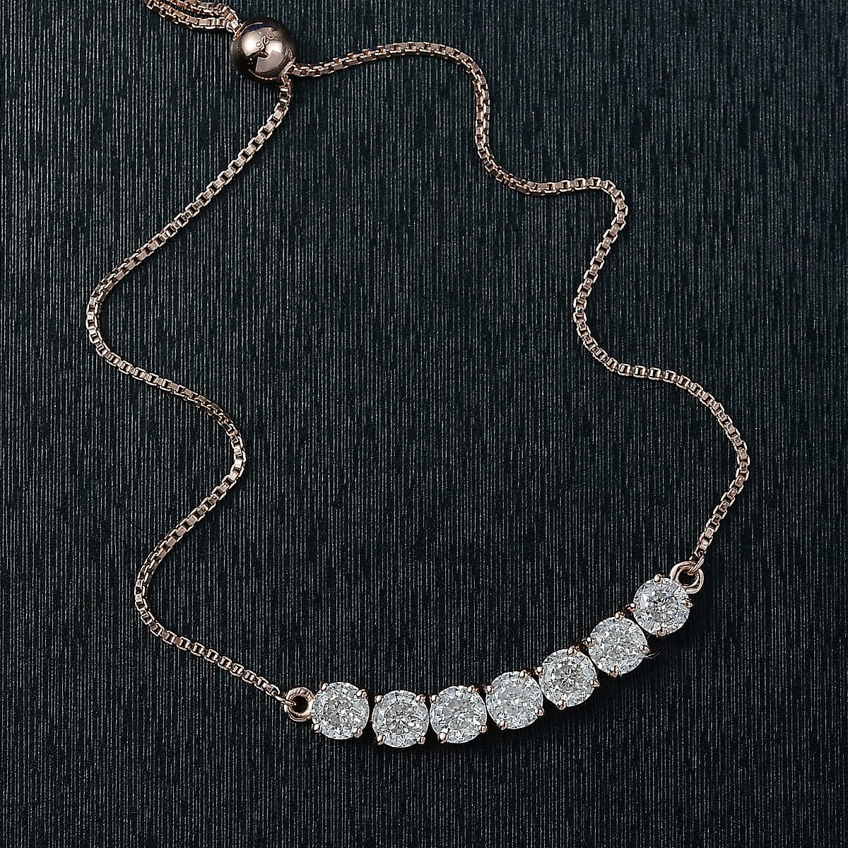 D'Joy Moissanite 3.35 ctw Bolo Bracelet in 18K Vermeil Rose Gold Over Sterling Silver image number 1