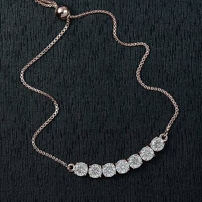 D'Joy Moissanite 3.35 ctw Bolo Bracelet in 18K Vermeil Rose Gold Over Sterling Silver