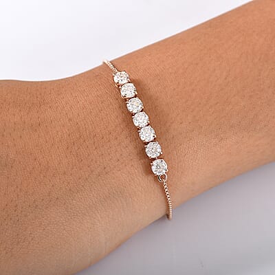 D'Joy Moissanite 3.35 ctw Bolo Bracelet in 18K Vermeil Rose Gold Over Sterling Silver
