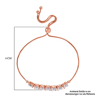 D'Joy Moissanite 3.35 ctw Bolo Bracelet in 18K Vermeil Rose Gold Over Sterling Silver