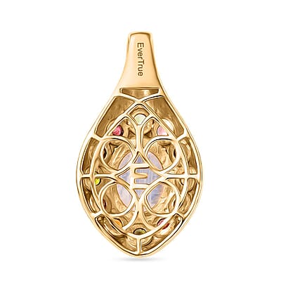 EverTrue Rainbow Moonstone and Multi-Tourmaline 3.85 ctw Pendant in Goldtone