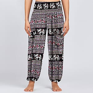 TLV Tamsy Wine Elephant Harem Pant - One Size Fits Most