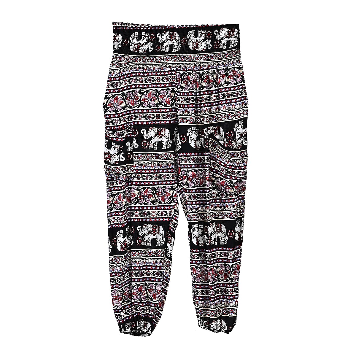 TLV Tamsy Wine Elephant Harem Pant with 2 Pockets - One Size Fits Most image number 1
