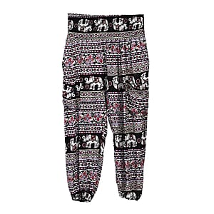 Tamsy Wine Elephant Harem Pant with 2 Pockets - One Size Fits Most