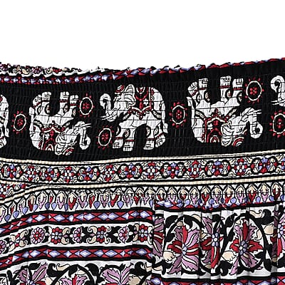 Tamsy Wine Elephant Harem Pant with 2 Pockets - One Size Fits Most