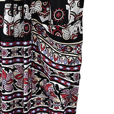 Tamsy Wine Elephant Harem Pant with 2 Pockets - One Size Fits Most