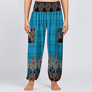 TLV Tamsy Light Blue Paisley Harem Pant - One Size Fits Most