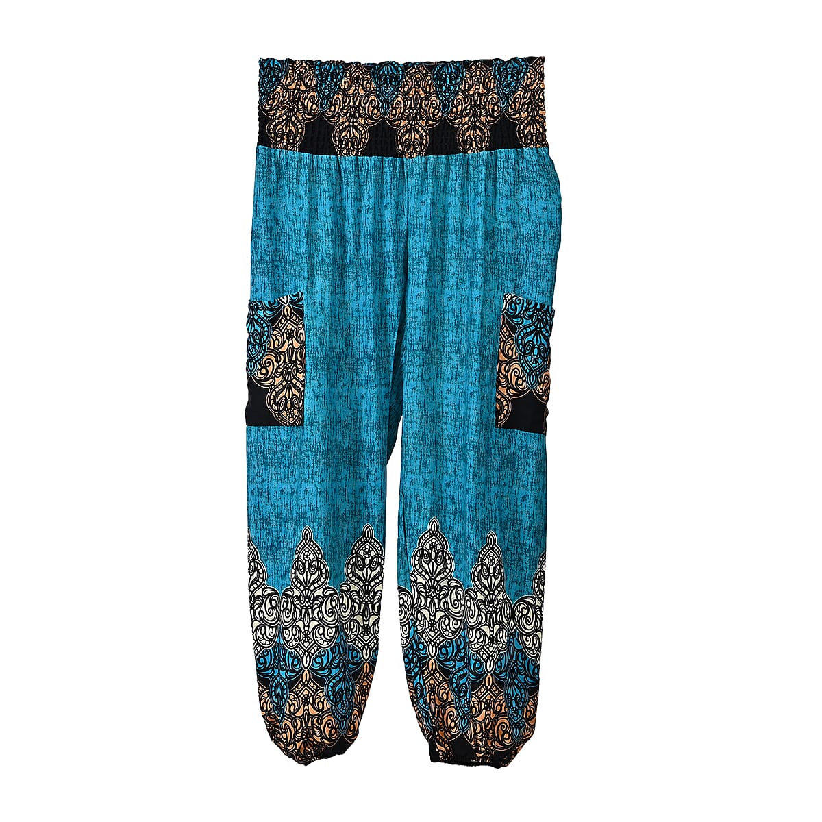 TLV Tamsy Blue Abstract Harem Pant with 2 Pockets - One Size Fits Most image number 1