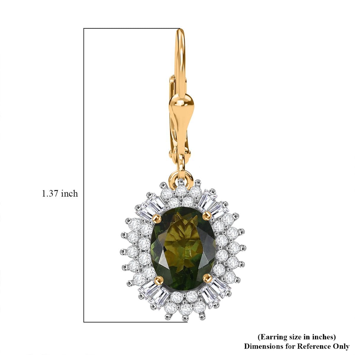D’Joy Bohemian Moldavite and Moissanite 4.30 ctw Earrings in 18K Vermeil Yellow Gold Over Sterling Silver  image number 7