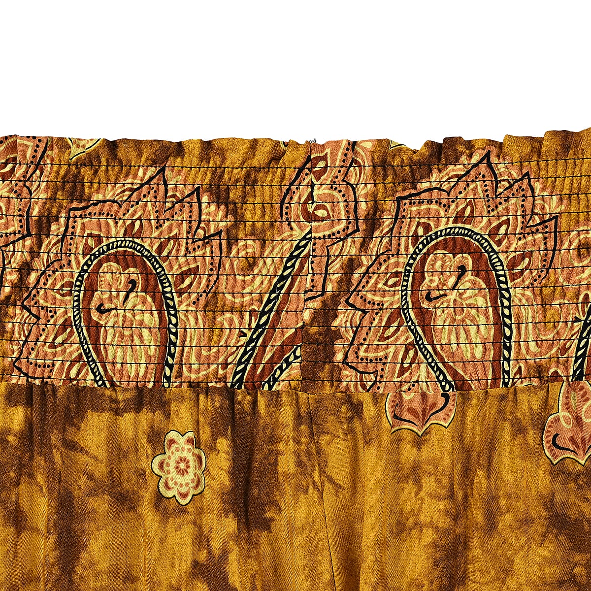 Tamsy Yellow Paisley Harem Pant with 2 Pockets - One Size Fits Most image number 2