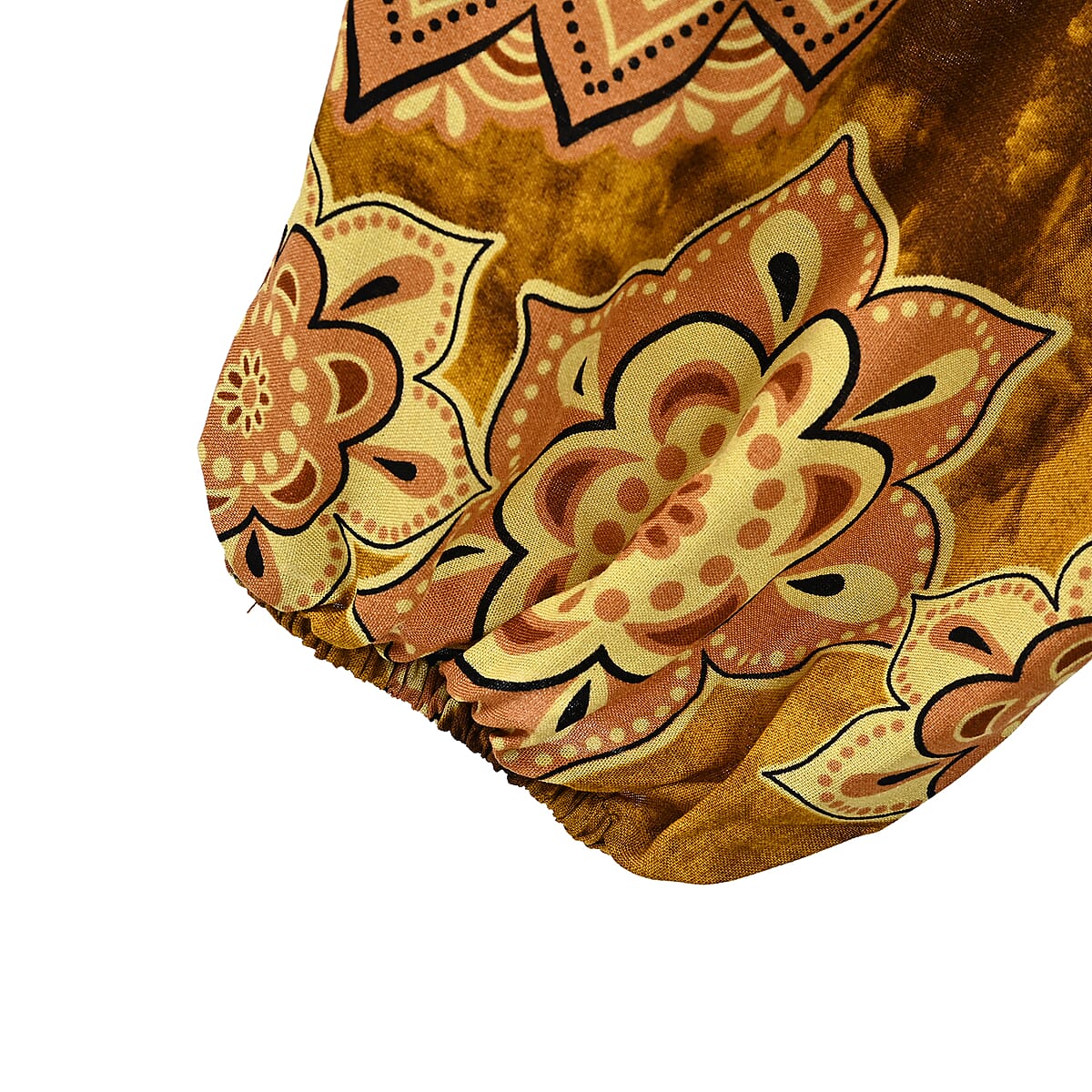 Tamsy Yellow Paisley Harem Pant with 2 Pockets - One Size Fits Most image number 4