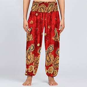 TLV Tamsy Red Paisley Harem Pant - One Size Fits Most