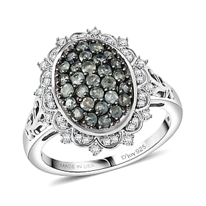 D'Joy Narsipatnam Alexandrite and Moissanite 1.35 ctw Vine & Bloom Ring in Rhodium Over Sterling Silver (Size 8.0)