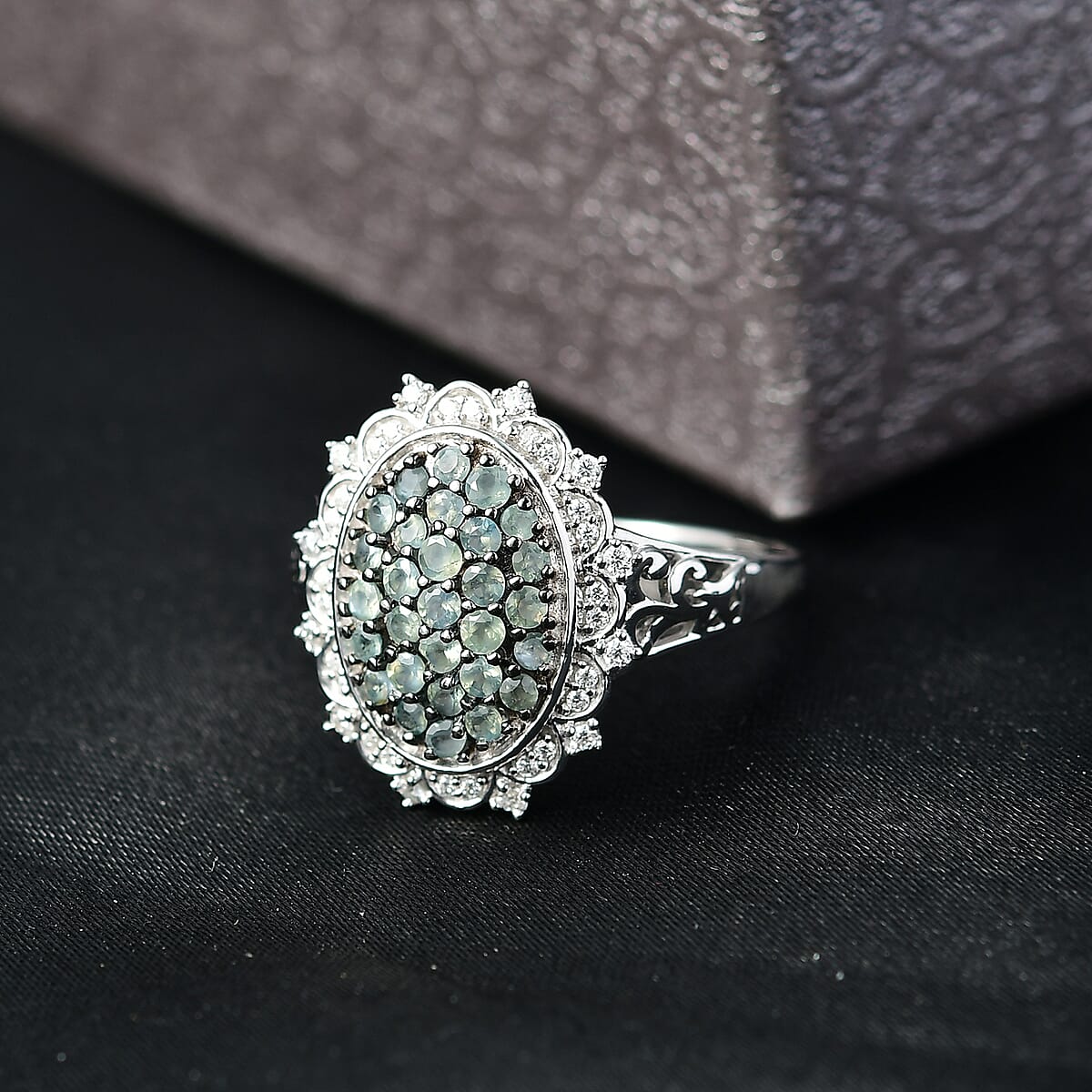 D'Joy Narsipatnam Alexandrite and Moissanite 1.35 ctw Vine & Bloom Ring in Rhodium Over Sterling Silver (Size 8.0) image number 1