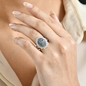D'Joy Narsipatnam Alexandrite and Moissanite 1.35 ctw Vine & Bloom Ring in Rhodium Over Sterling Silver (Size 8.0)