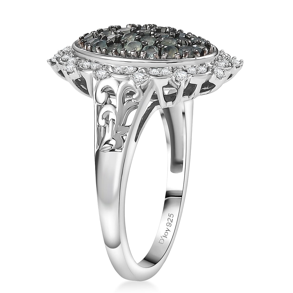 D'Joy Narsipatnam Alexandrite and Moissanite 1.35 ctw Vine & Bloom Ring in Rhodium Over Sterling Silver (Size 9.0) image number 3