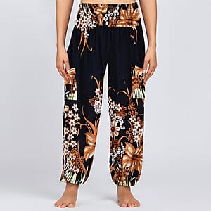 TLV Tamsy Navy Flower Harem Pant - One Size Fits Most