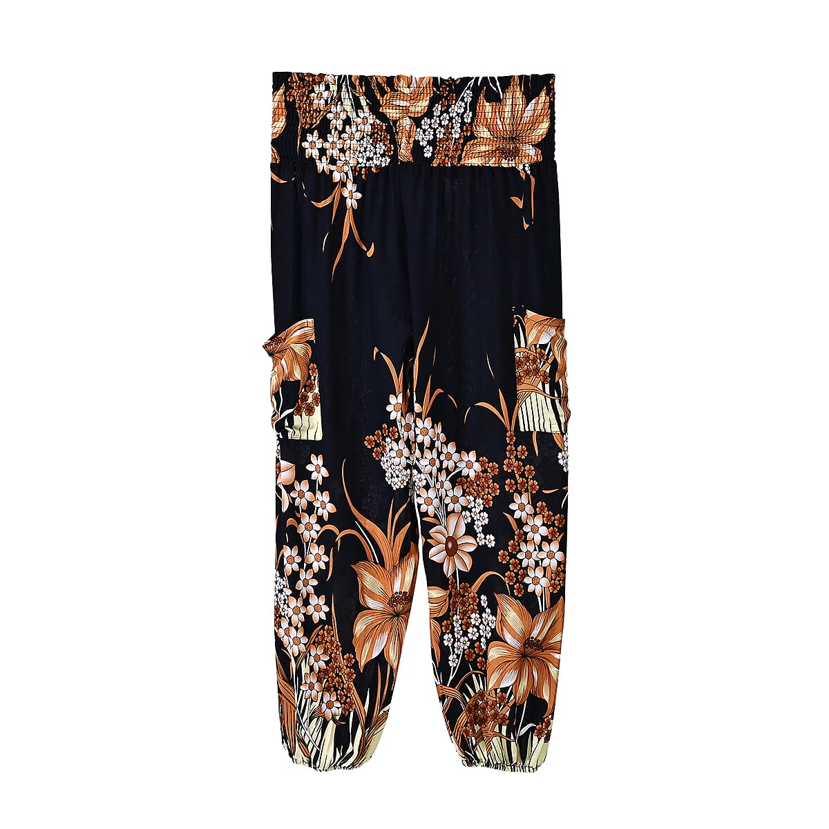 TLV Tamsy Navy Floral Harem Pant with 2 Pockets - One Size Fits Most image number 1