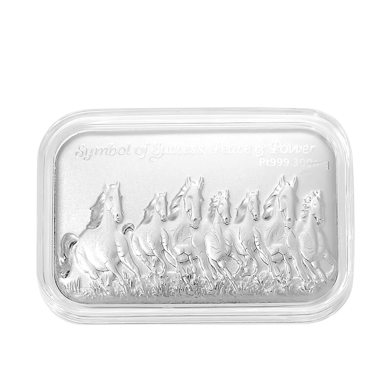999 Platinum Seven Horse Emboss Bar (31x45.5mm) 300mg