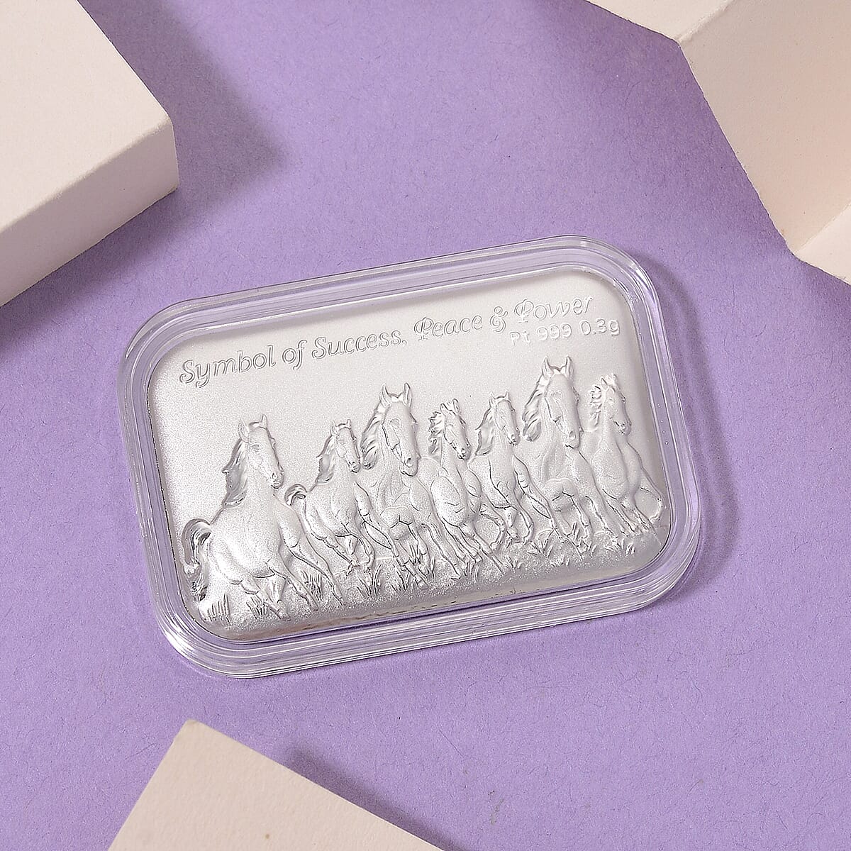 999 Platinum Seven Horse Emboss Bar (31x45.5mm) 300mg image number 1