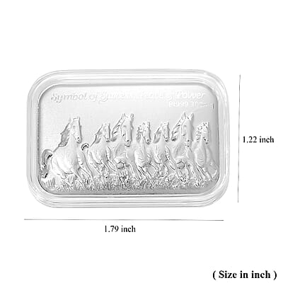 999 Platinum Seven Horse Emboss Bar (31x45.5mm) 300mg