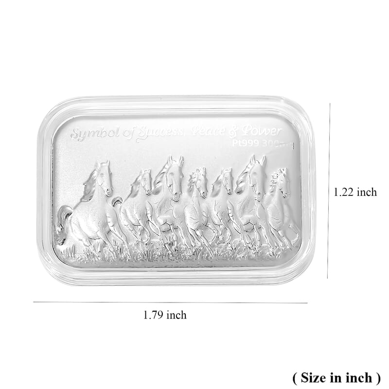 999 Platinum Seven Horse Emboss Bar (31x45.5mm) 300mg