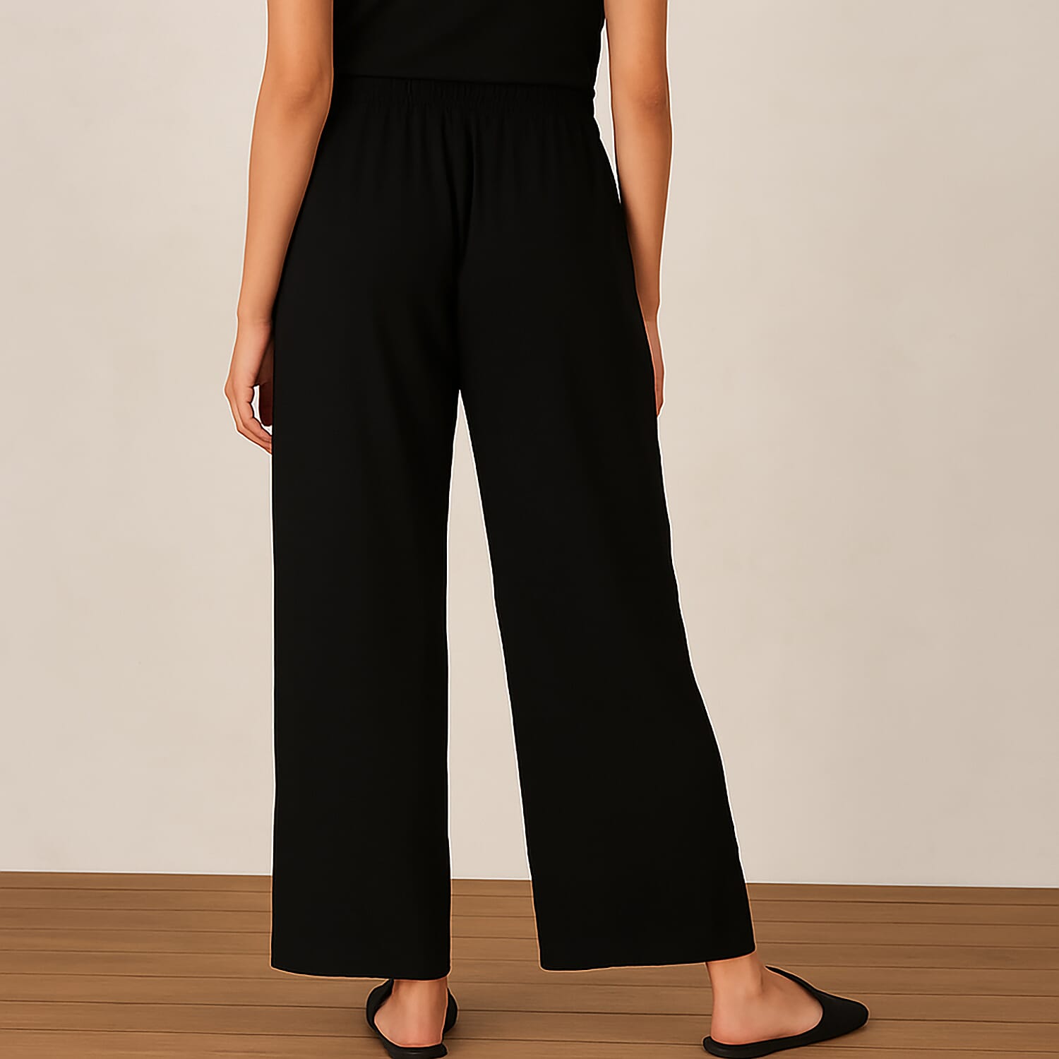 TAMSY Black Floral Embroidered Lounge Pant with Two Pockets – One Size Fits Most
