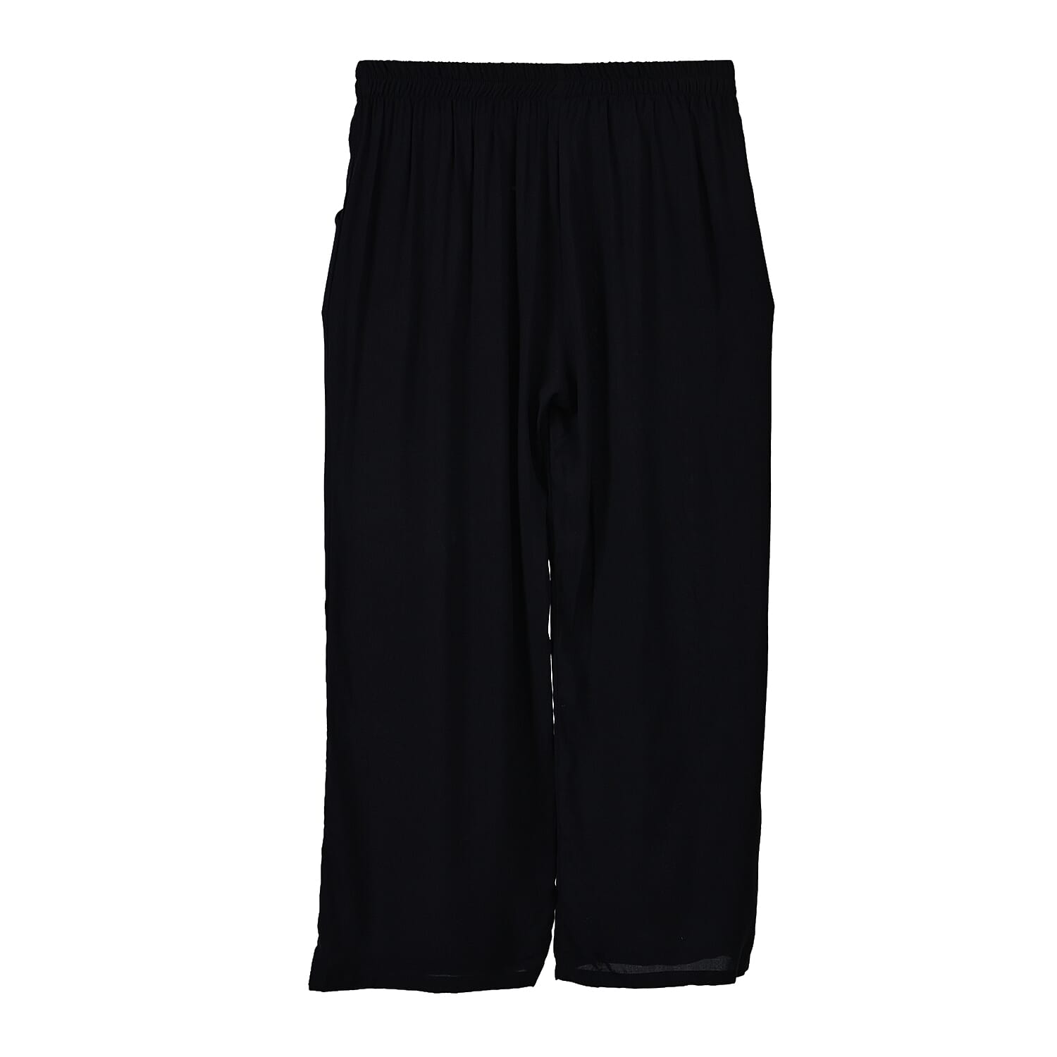 TAMSY Black Floral Embroidered Lounge Pant with Two Pockets – One Size Fits Most